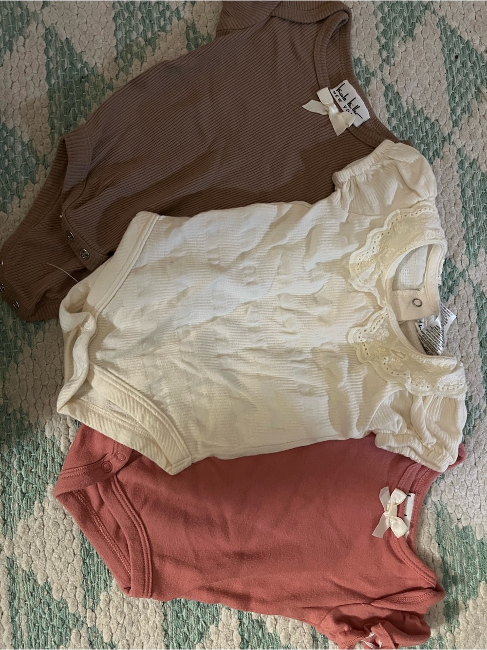 Nicole Miller Baby Bodysuit Set in Cream, Mauve, and Dusty Rose